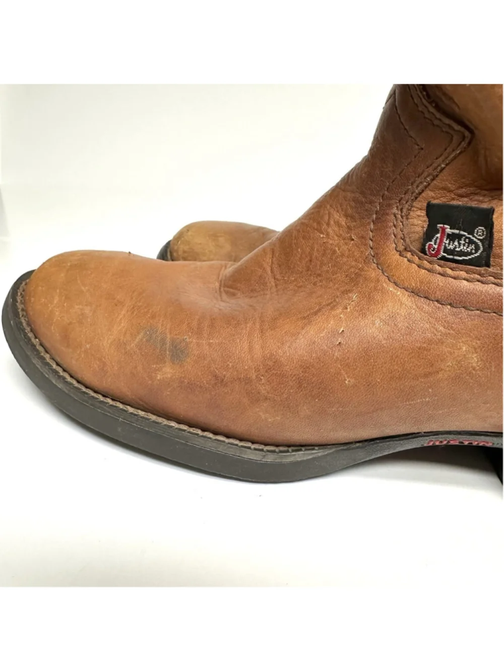 Justin CR0508 Women's Roper Boots Brown Leather Western Work Pull On Size 6.5 B